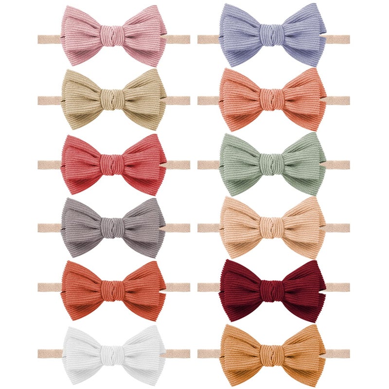 VISBL Baby Girl Headbands and Bows, Newborn Infant Toddler Nylon Elastics Hairbands Hair Accessories - Image 1